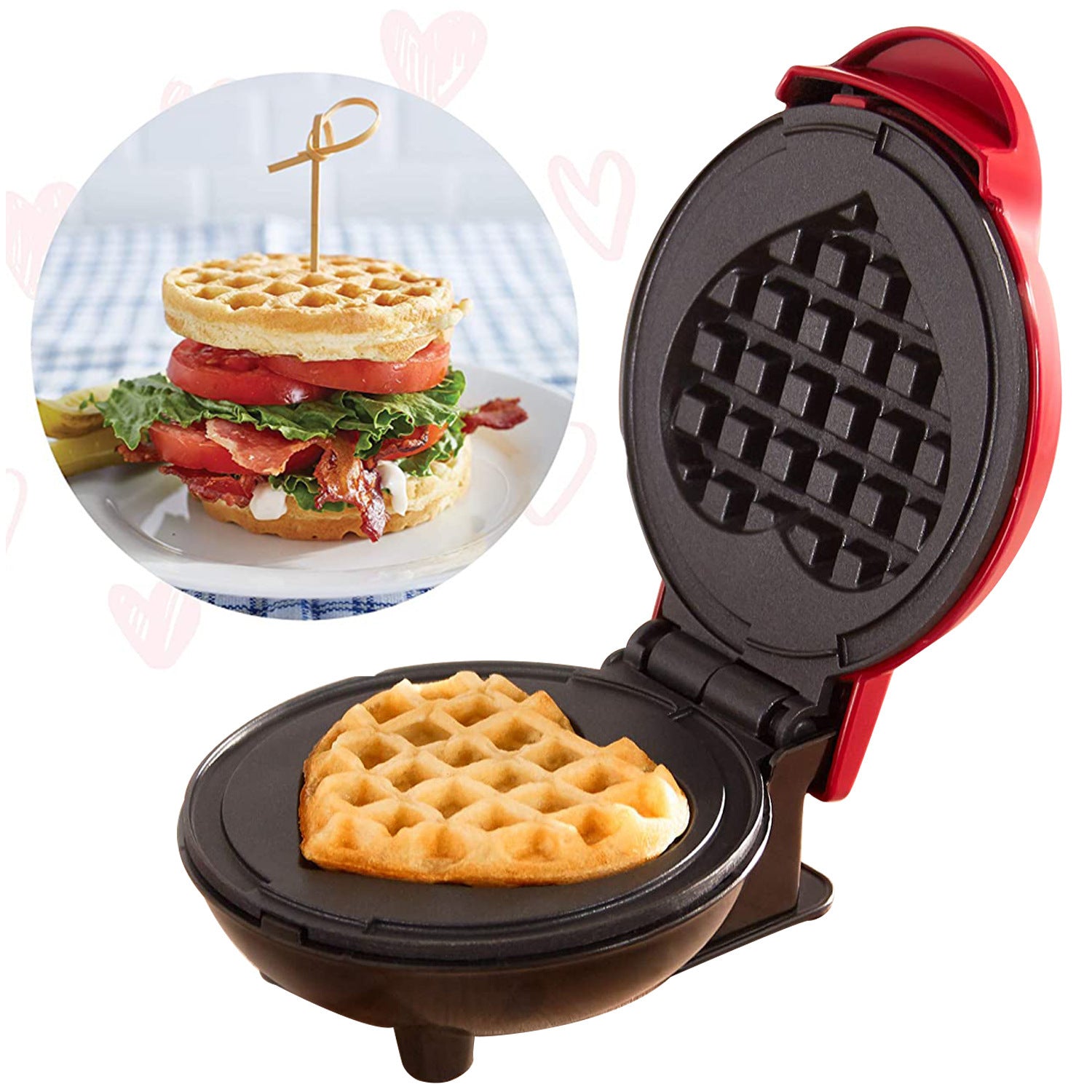 Swagyle Mini Waffle Maker – Heart-Shaped Waffles, Non-Stick Magic, Quick & Safe for Fun-Filled Family Mornings - SWAGYLE