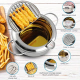 Fast Delivery UK 3-5 Days - Premium Stainless Steel Deep Fryer with Thermometer – Hygienic, Easy-to-Clean Design, Oil Drain Spout for Healthier Cooking