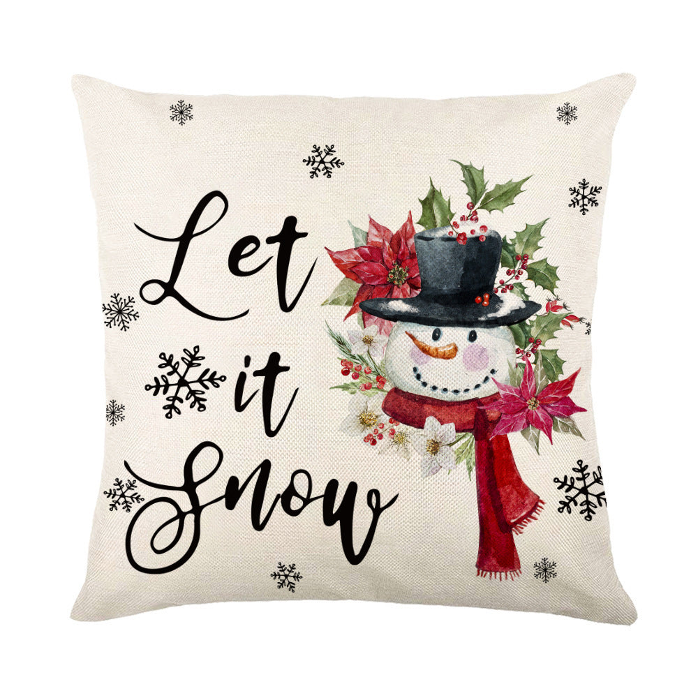 Christmas Decorations Pillow Covers Sofa Square Throw Pillow Cases Stamping Snowflake Waist Cushion Cover Home Bed Decor - SWAGYLE