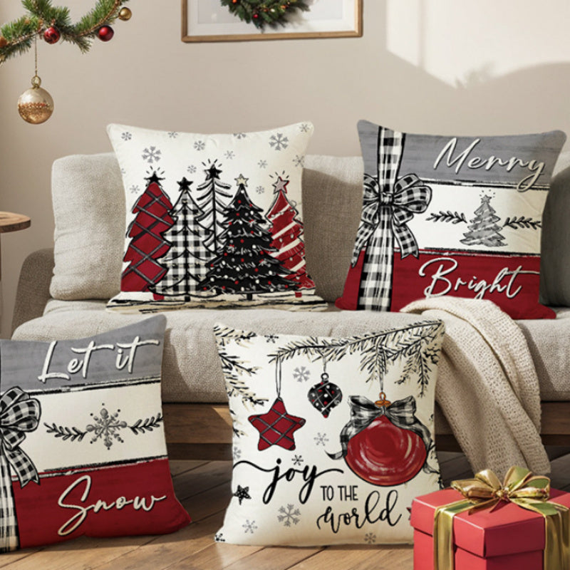 Christmas Cushion Cover Pillowcase Merry Christmas Decor For Home 2024 Xmas Ornament Happy NewYear Gift - SWAGYLE