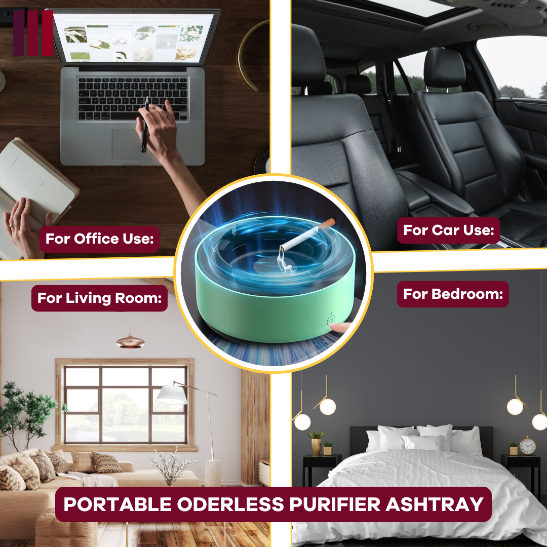 Smart Air Purifying Ashtray | Smokeless Technology | Home & Office Odor Eliminator AS-08