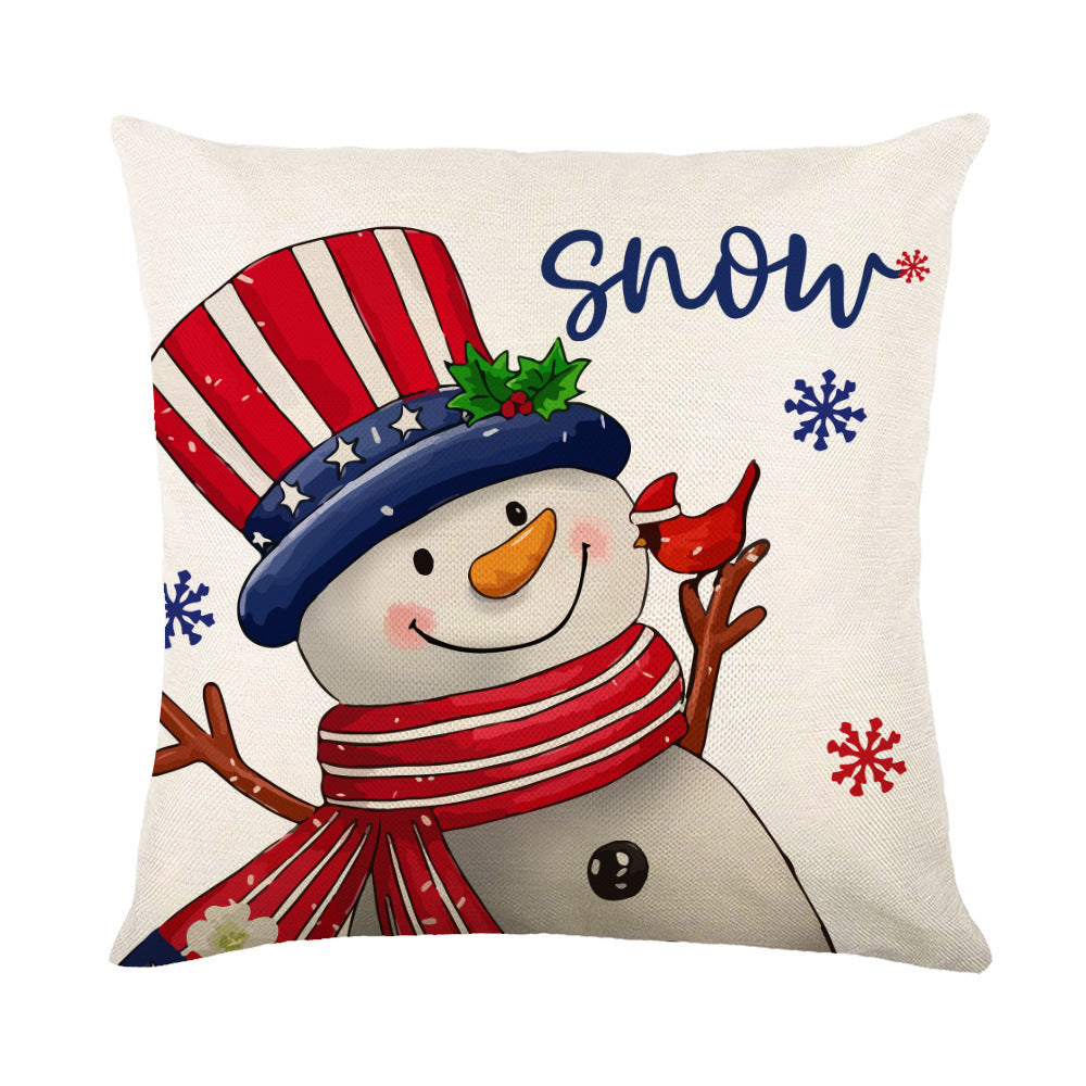 Christmas Decorations Pillow Covers Sofa Square Throw Pillow Cases Stamping Snowflake Waist Cushion Cover Home Bed Decor - SWAGYLE