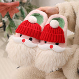 Cute Christmas Santa Claus Home Slippers Winter Warm Indoor Non-slip Floor Plush Shoes For Women - SWAGYLE