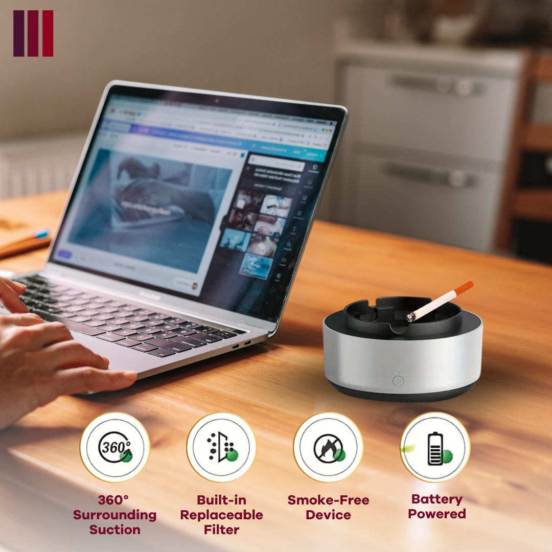 Smart Air Purifying Ashtray | Smokeless Technology | Home & Office Odor Eliminator AS-08