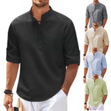 Stand Collar Buttoned Casual Shirt - SWAGYLE