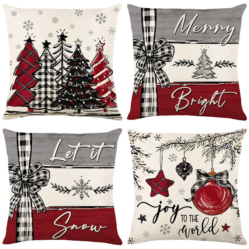 Christmas Cushion Cover Pillowcase Merry Christmas Decor For Home 2024 Xmas Ornament Happy NewYear Gift - SWAGYLE