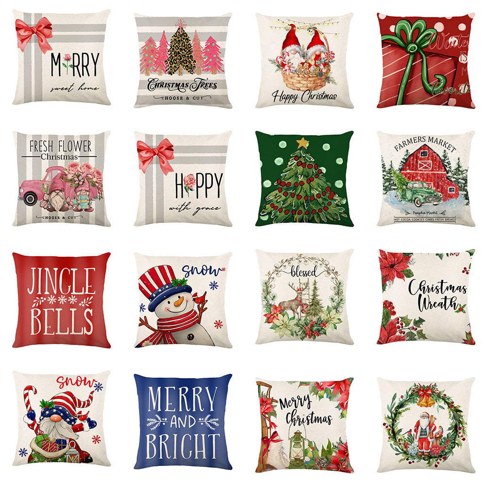 Christmas Decorations Pillow Covers Sofa Square Throw Pillow Cases Stamping Snowflake Waist Cushion Cover Home Bed Decor - SWAGYLE