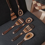 7-Piece Vintage Gradient Wooden Kitchen Utensil Set | Premium Pakkawood Collection